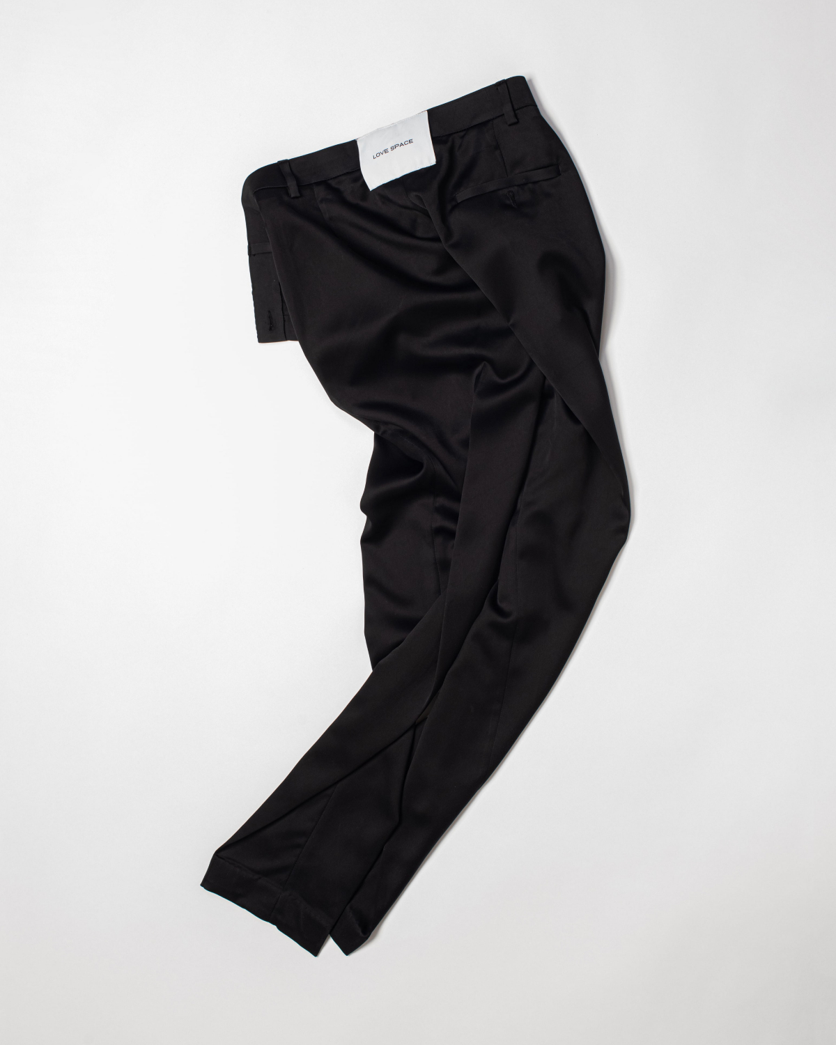 BLACK SATIN TAILORED TROUSER