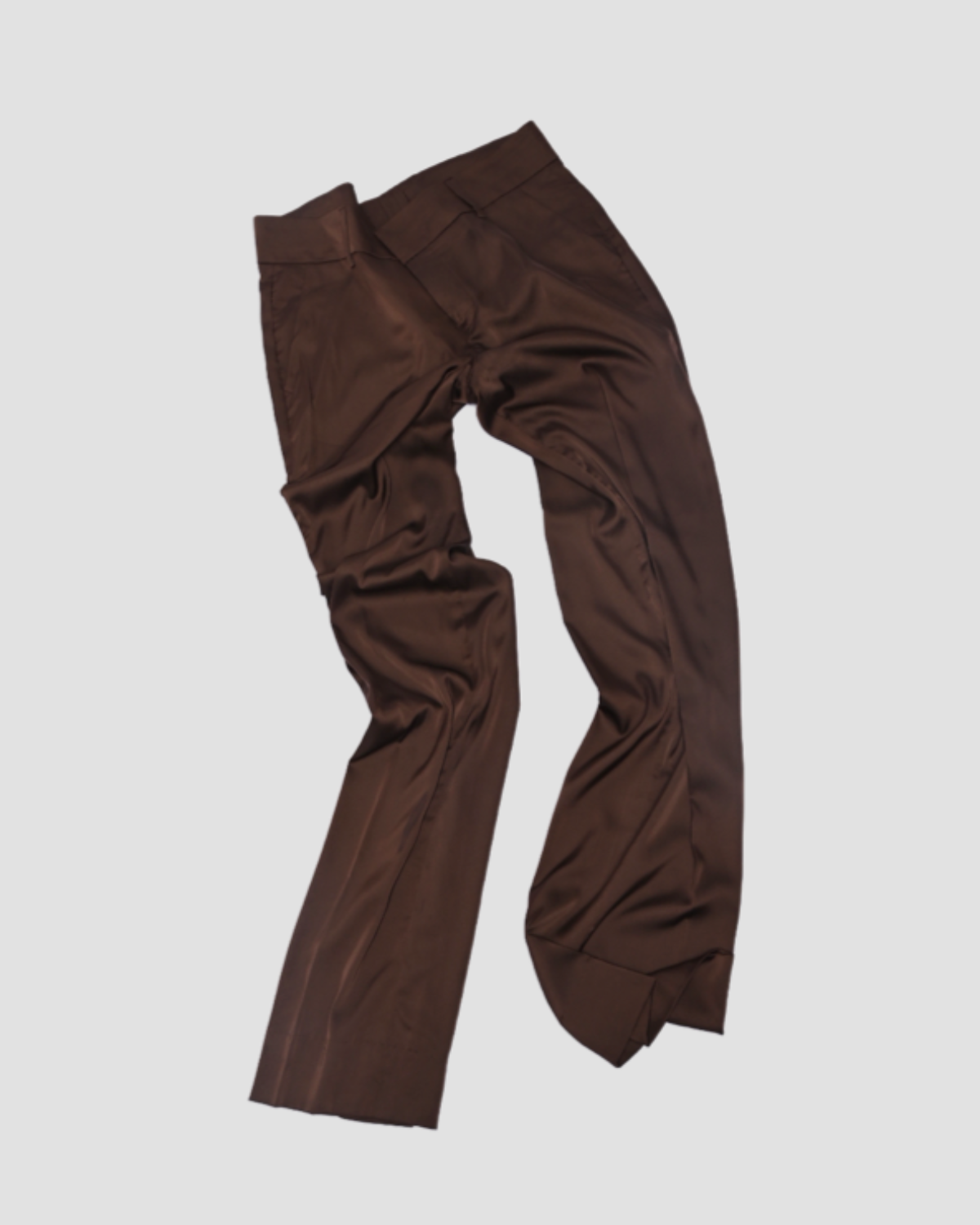 BROWN SATIN TAILORED TROUSER